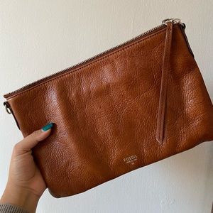 Leather Fossil Clutch Wristlet